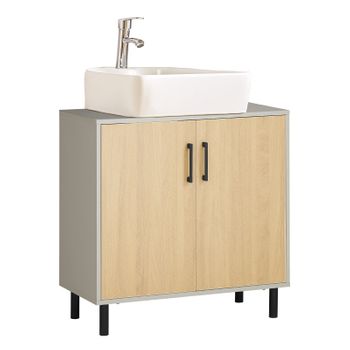 Mueble para Debajo del Lavabo Armario de Baño de Suelo con 3 Estante y 1  Puerta 60 x 30 x 62 cm BZR61-W SoBuy ES