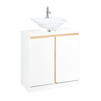 Mueble Para Debajo Del Lavabo Armario De Baño De Suelo 2 Puertas Y 2 Estantes Blanco 60 X 30 X 60 Cm Bzr78-w Sobuy Es