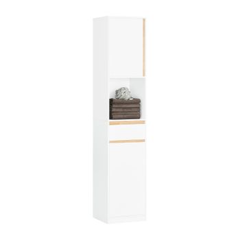 Armario Alto Para Baño Con 1 Cajón Mueble Columna De Baño Con 1 Estantes Abiertos Y 2 Puertas Blanco 35 X 33 X 170 Cm Bzr80-w Sobuy Es