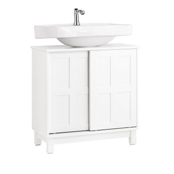 Mueble Para Debajo Del Lavabo Fregadero Armario De Baño De Suelo Con 2 Puertas Blanco 60 X 30 X 61 Cm Bzr142-w Sobuy Es