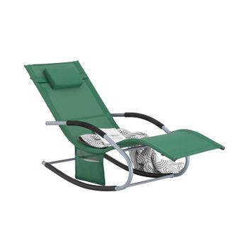 Tumbona Mecedora Con Almohada Y Bolsillo Lateral Estructura De Hierro Malla Transpirable Teslin Cómodo Soporta Hasta 150 Kg Color Verde Oscuro 63 X 150 X 83 Cm Ogs28-wd Sobuy Es