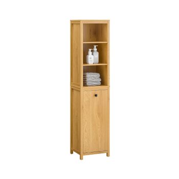 Mueble Columna De Baño Armario Alto Para Baño Estanterías De Baño Con 3 Estantes Y 1 Puerta 40 X 35 X 173 Cm Bzr95-sn Sobuy Es