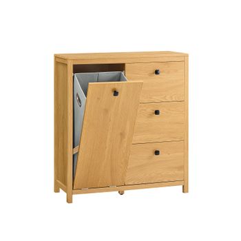 Armario De Baño Para Ropa Sucia Mueble Multifuncional Para Baño Con 1 Cesto Y 3 Cajones 80 X 35 X 89 Cm Madera Natural Bzr97-sn Sobuy Es