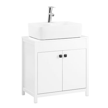 Mueble Para Debajo Del Lavabo Fregadero Armario De Baño Armario De Almacenaje De Suelo 2 Puertas Blanco 60 X 35 X 60 Cm Bzr98-w Sobuy Es