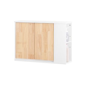 Armario De Pared Para Baño Armario De Almacenamiento Con 2 Puertas Y 2 Compartimentos Abierto Blanco 68 X 20 X 48 Cm Bzr144-wn Sobuy Es