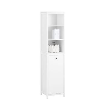 Mueble Columna De Baño Armario Alto Para Baño Estanterías De Baño Con 3 Estantes Y 1 Puerta Blanco 40 X 35 X 173 Cm Bzr95-w Sobuy Es