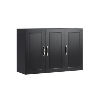 Mueble De Pared Armario Suspendido Con 3 Puertas Armario Colgante Para Baño Con Balda Ajustable Negro 90 X 30 X 60 Cm Frg231-l-sch Sobuy Es