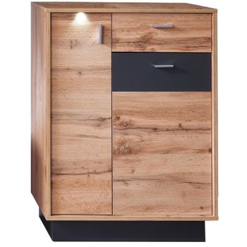 Mueble 2 Puertas 1 Cajón Roble Wotan Y Dravy Gris Oscuro 69 Cm