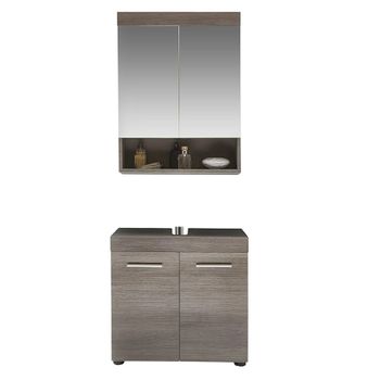 Conjunto De Muebles De Baño De Melamina De Roble Oscuro De 2 Piezas Rune