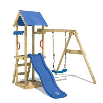 Tobogán infantil Homcom azul gris 140x87x75 cm HDPE y PP, Columpio /  Pórtico multiactividades, Los mejores precios