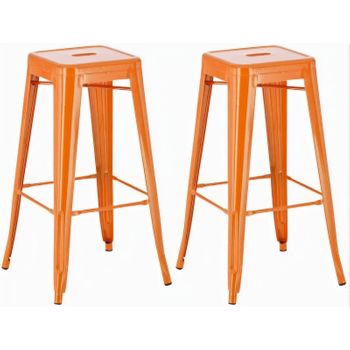 Clp Set De 2x Taburetes Joshua Metal Naranja 43x43x77 Cm