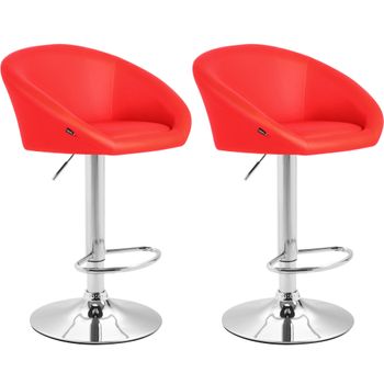 Clp Set 2x Taburete De Bar Miami En Polipiel Simil Cuero Rojo 51x55x86 Cm