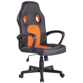 Clp Silla De Oficina Elbing En Cuero Pu Simil Cuero Negro/naranja 59x61x Cm