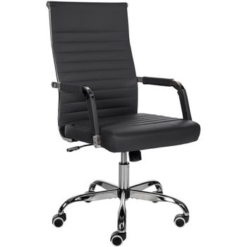 Clp Silla De Oficina Amadora En Polipiel O Tela Simil Cuero Negro 63x51x98 Cm