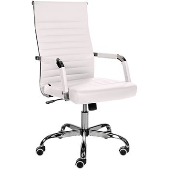 Clp Silla De Oficina Amadora En Polipiel O Tela Simil Cuero Blanco 63x51x98 Cm