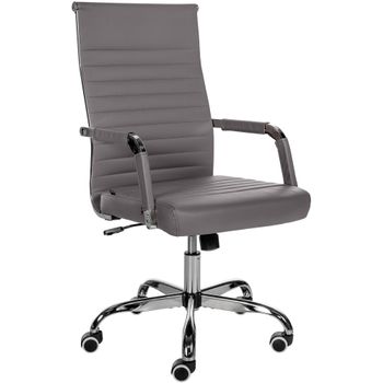 Clp Silla De Oficina Amadora En Polipiel O Tela Simil Cuero Gris 63x51x98 Cm