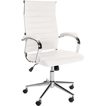 Clp Silla De Oficina Mollis De Cuero Auténtico Blanco 61x56x102 Cm