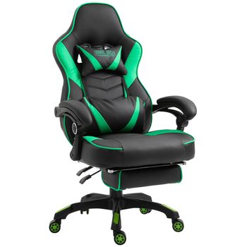 Clp Silla Gaming Tilos En Simil Cuero Negro/verde 69x67x Cm