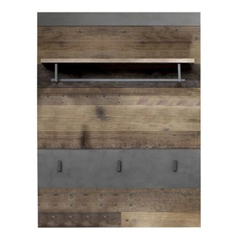 Panel De Pared Con Perchero Indy Gris Matera Y Madera Vieja Trendteam