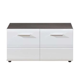 Mueble Zapatero Bezzi 2 Puertas Melamina Blanca Y Gris