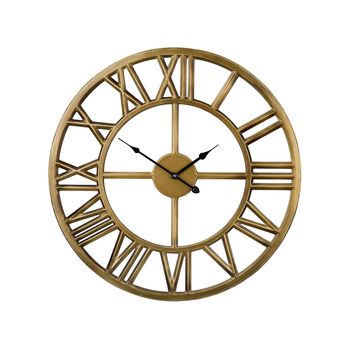 Reloj De Pared Marco De Hierro Dorado Diseño Clásico Números Romanos Redondo 61 Cm Nottwil - Dorado