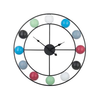 Reloj De Pared Bolas Multicolor Diseño De Marco De Hierro Envejecido Redondo 56 Cm Reiden - Multicolor