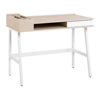 Mesa escritorio extensible mesa estudio consola acabado blanco brillo  98,6x86,9x36- 70 cm, Pequeño mobiliario, Los mejores precios