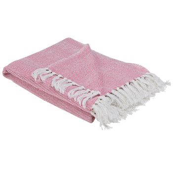 Manta De Algodón Rosa 130 X 160 Cm Para Cama Estilo Boho Costero Tangier - Rosa