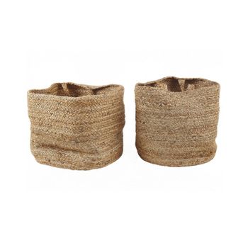 Juego De 2 Cestas De Almacenamiento De Yute Cestos De Lavandería Natural Kaella - Beige