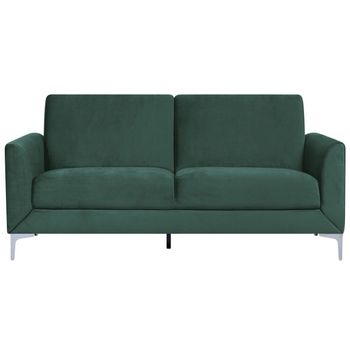 Sofá De 3 Plazas Retro Contemporáneo Moderno Asiento De Terciopelo Verde Patas Metálicas Fenes - Verde