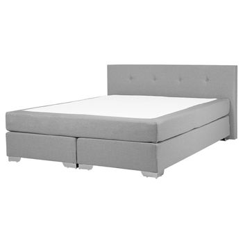 Cama Continental Tapizada Gris 160 X 200 Cm Con Colchón Y Cabecero Bajo Consul - Gris