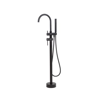 Grifo De Baño Mono Mando De Latón Negro Con Ducha De Mano Bañera Independiente Moderno Tugela - Negro