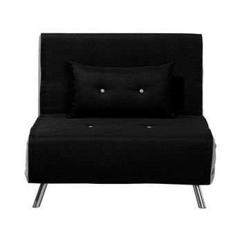 Sofá Cama Tapizado En Tela Negro Cama Individual Plegable Silla Cama Farris - Negro