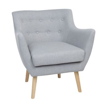 Sillón Tapizado Gris Con Respaldo Abotonado Patas De Madera Drammen - Gris