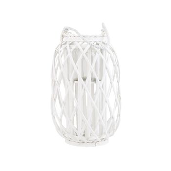 Linterna Decorativa De Madera Blanca 40 Cm Adorno Farol Candelero Mauritius - Blanco