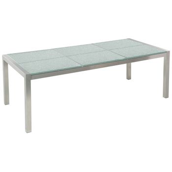 Mesa De Jardín Con Tablero De Vidrio Agrietado 180 X 90 Cm Para 6 Personas Con Marco De Acero Grosseto - Transparente