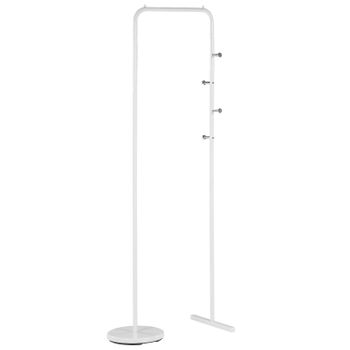 Perchero De Metal Blanco 175 X 50 Cm Independiente Para Chaquetas Accesorios Pasillo Benton - Blanco