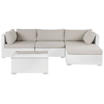 Conjunto Muebles Jardín Bahamas Sofá Triple Con Mesa Marrón Tostado 2  Módulos Esquina, 1 Módulo Central, 1 Mesa Ratán Sintético con Ofertas en  Carrefour