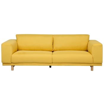 Sofá Amarillo 3 Plazas Estilo Retro Moderno Con Reposabrazos Anchos Para Sala De Estar Nivala - Amarillo