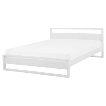 Estructura De Cama De Madera De Pino Blanco 160 X 200 Cm Listones Estilo Escandinavo Giulia - Blanco