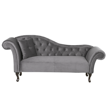 Chaise Longue De Terciopelo Gris Izquierdo Lattes