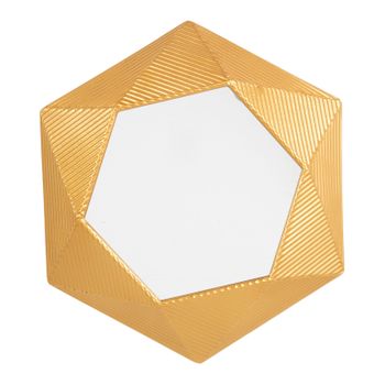 Espejo De Pared Dorado 60 Cm Marco Decorativo Grueso Geométrico Salón Dormitorio Bastia - Dorado