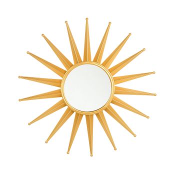 Espejo De Pared Dorado 60 Cm Redondo Forma De Sol Pieza Decorativa Sala De Estar Dormitorio Vintage Glamour Perelli - Dorado