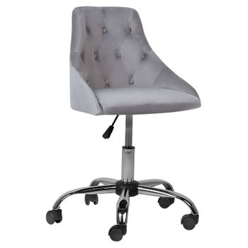 Silla De Oficina De Terciopelo Gris Negro Plateado Giratoria Ajustable Parrish - Gris