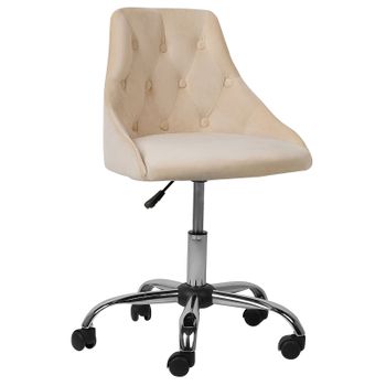 Silla De Oficina De Terciopelo Beige Negro Plateado Giratoria Ajustable Parrish - Beige