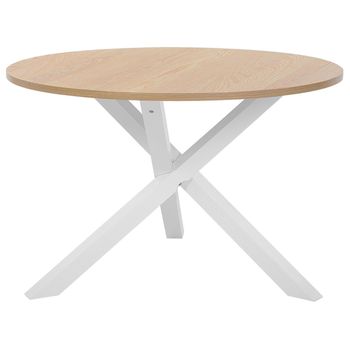 Mesa De Comedor De Madera Clara Blanca Ø 120 Cm Redonda Estilo Escandinavo Jacksonville - Madera Clara