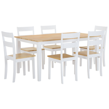 Conjunto De Comedor En Madera Clara/blanco Para 6 Personas Georgia