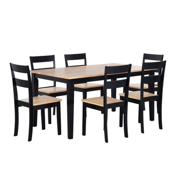 Conjunto De Comedor En Madera Clara/negro Para 6 Personas Georgia