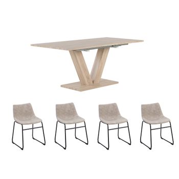 Conjunto De Mesa Lixa Con 4 Sillas Beige Batavia