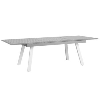 Mesa De Jardín De Aluminio Gris Y Blanco Extensible Resistente A La Intemperie Pereta - Gris